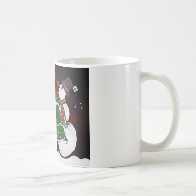 Mug Arbre de Noël Snowman Surprise Art Imprimer (Droite)