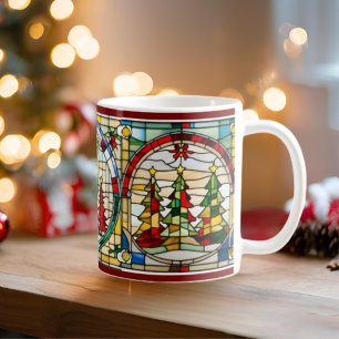 Mug Arbre de Noël Tige Verre d'art Musique de Noël