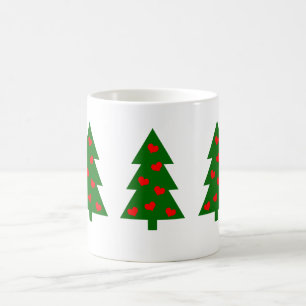 Mug Arbre de Noël vert aux Coeurs rouges