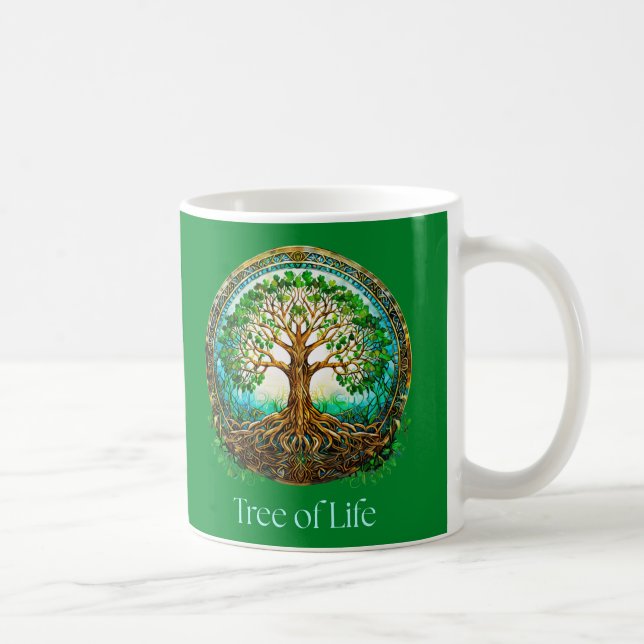 Mug Arbre de vie celtique en vert émeraude (Droite)