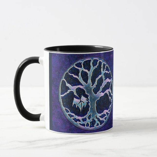 Mug Arbre de vie en bleu royal et en violet (Gauche)