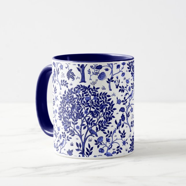 Mug Arbre de William Morris de la vie, de bleu de (Devant gauche)