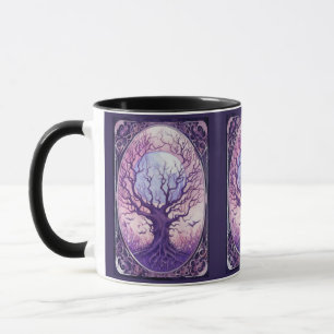 Mug Arbre Effrayant Lune Pleine Oiseaux Violet Hallowe