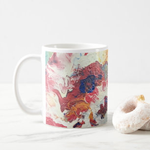 Mug Arbre en fleurs rouge abstrait bleu bleu jaune Fle