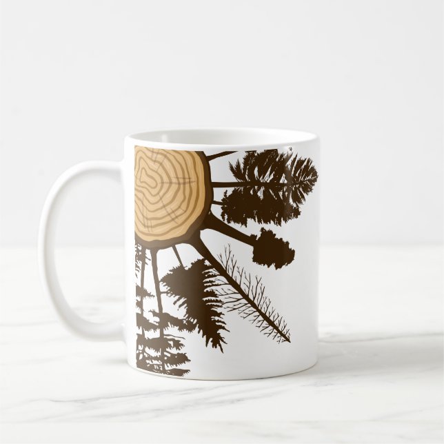 Mug Arbre Tronc Section de croissance Cercles Pins Arb (Gauche)