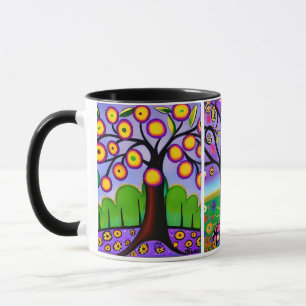 Mug Arbres colorés   Art populaire   Whimsical AI Art