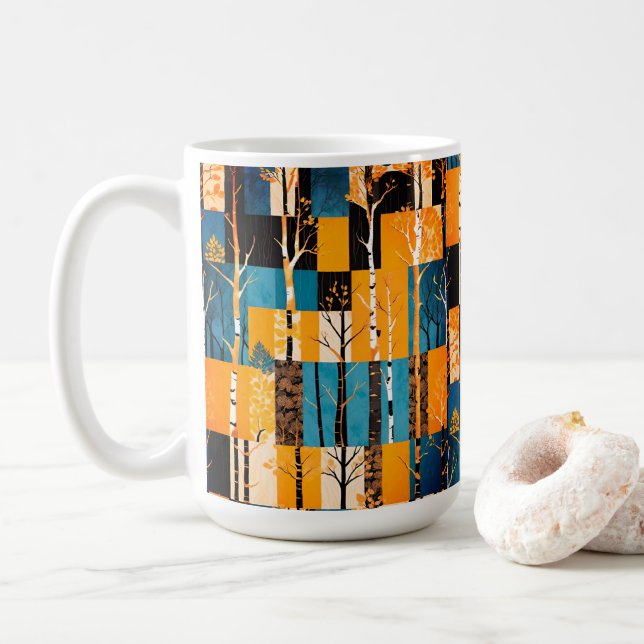 Mug Arbres d'automne Couleurs de feuille d'automne Mot (Avec donut)