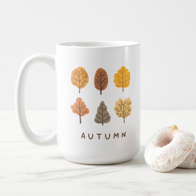 Mug Arbres d'automne minimalistes (Avec donut)