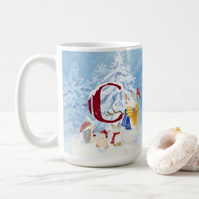 Mug Arbres de bonhomme de neige d'animaux de forêt du (Avec donut)