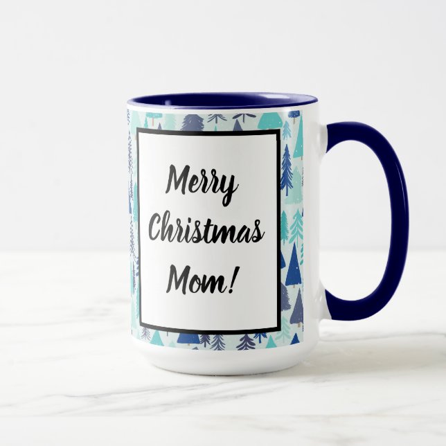 Mug Arbres de Noël bleus dans une forêt À feuillage pe (Droite)