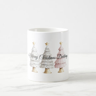 Mug Arbres de Noël Chic White Mint Rose