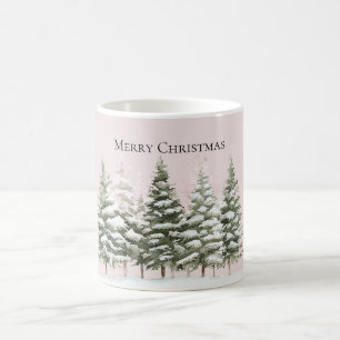 Mug Arbres de Noël enneigés rose blush