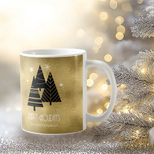 Mug Arbres de Noël et flocons de neige Gold ID863