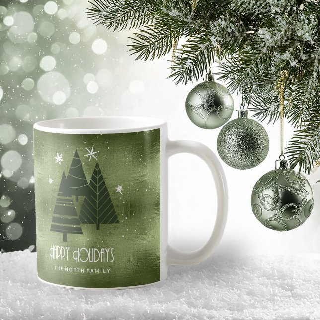 Mug Arbres de Noël et flocons de neige Green ID863 (Créateur téléchargé)