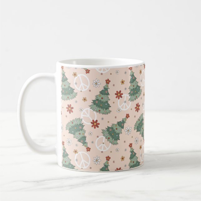 Mug Arbres de Noël et signes de paix Motif (Gauche)