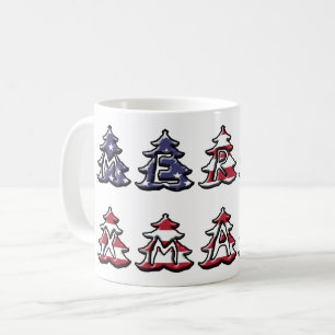Mug Arbres de Noël patriotiques Joyeux XMAS