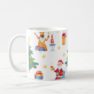 Mug Arbres de Noël, Père Noël : motif aquarelle.