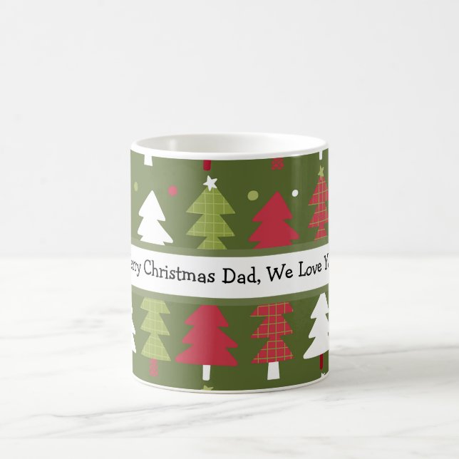 Mug Arbres de Noël personnalisés Rouge Blanc et Vert (Centre)