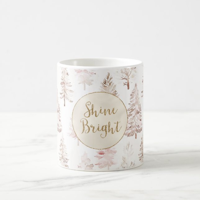 Mug Arbres de Noël roses Parties scintillant d'or bril (Centre)