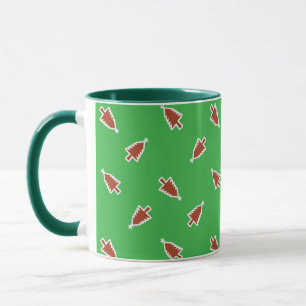 Mug Arbres de Noël rouges motif vert