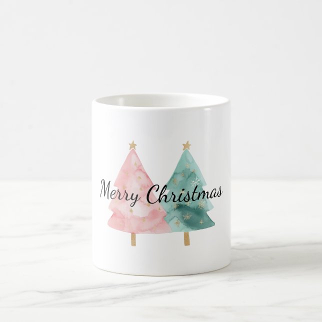 Mug Arbres de Noël verts roses (Centre)