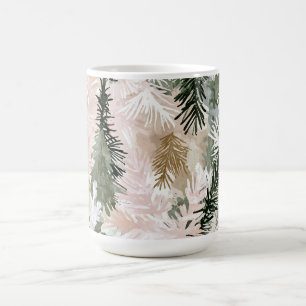 Mug Arbres de Noël verts roses Abstraits