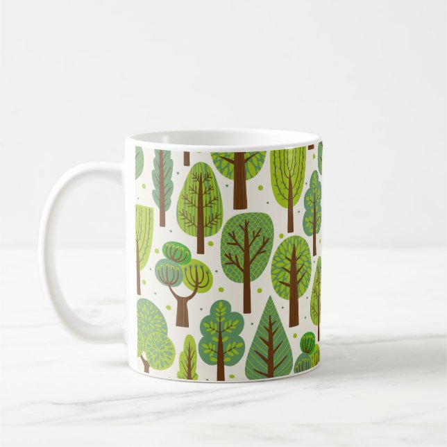 Mug Arbres d'été : Motif vert sans joint (Gauche)