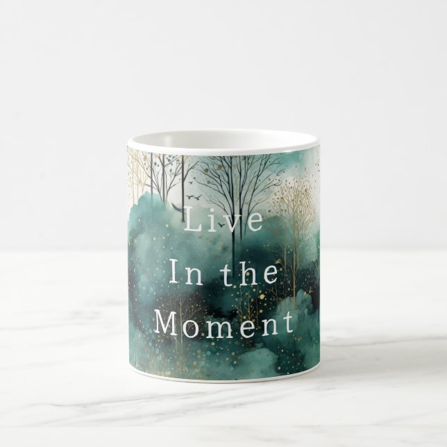 Mug Arbres verts dorés avec oiseaux Noël (Centre)