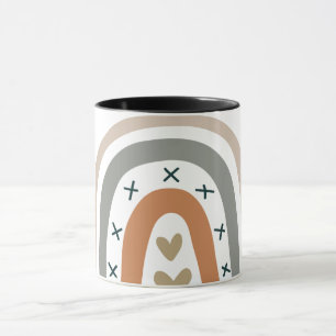 Mug Arc-en-ciel beige gris moderne blanc muet