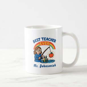 Mug Arc-en-ciel Femme Pêche Pomme Meilleur Professeur 