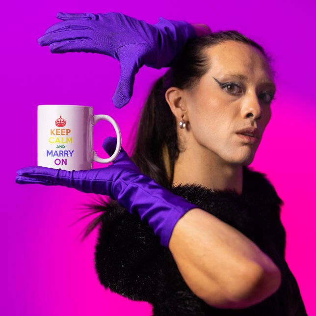 Mug Arc-en-ciel Gardez le calme et épousez-vous (Keep Calm and Marry On)