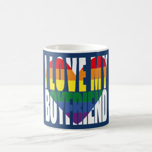 Mug Arc-en-ciel J'aime mon petit ami Coeur