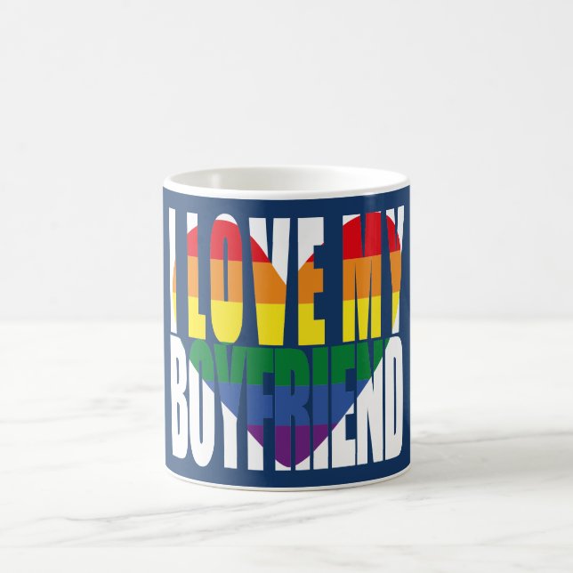 Mug Arc-en-ciel J'aime mon petit ami Coeur (Centre)