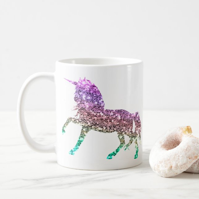 Mug Arc-en-ciel Parties scintillant étincelle Unicorne (Avec donut)