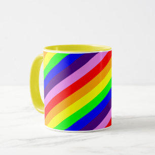 Mug Arc-en-ciel rayures Diagonale classique brillant c