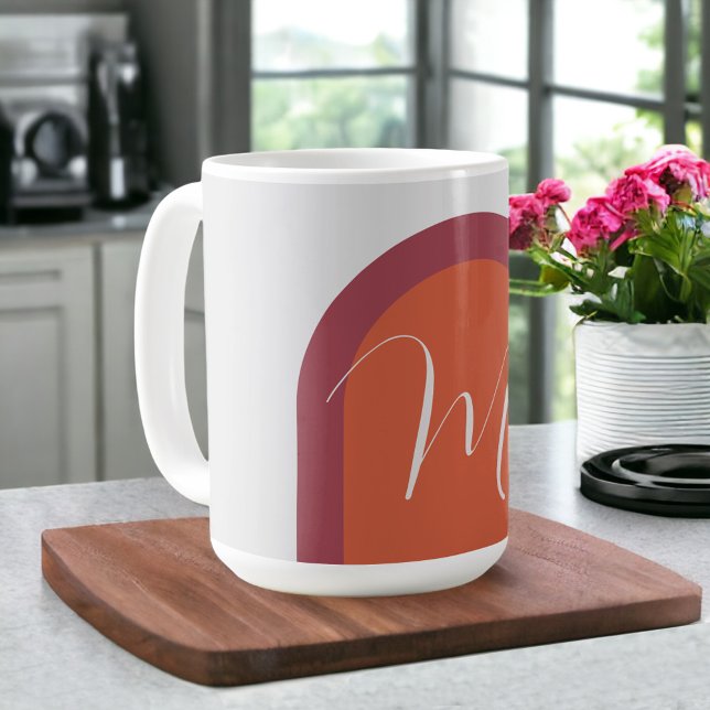 Mug Arche rose magenta simple corail avec monogramme (Créateur téléchargé)