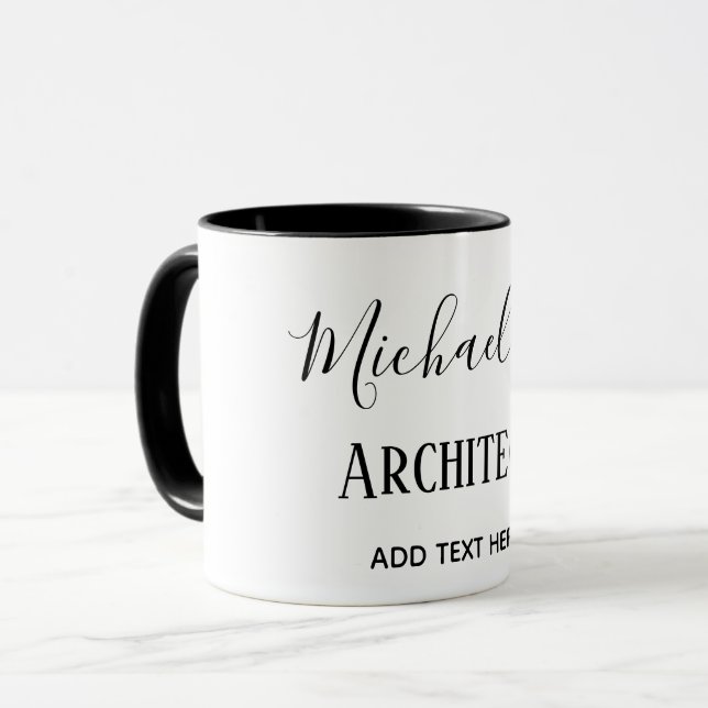 Mug ARCHITECTE Cadeaux personnalisés Classique Noir Bl (Devant gauche)
