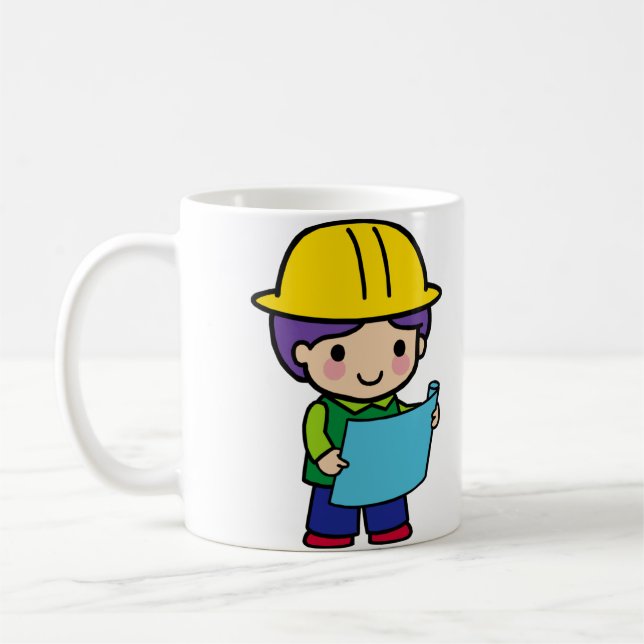 Mug Architecte Ingénieur Entrepreneur avec casque dur  (Gauche)