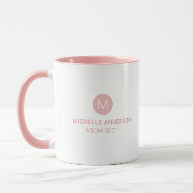 Mug Architecte professionnel Monogram Initial Rose bla (Gauche)