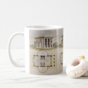 Mug Architecture vintage, plan d'étage et villa grecqu