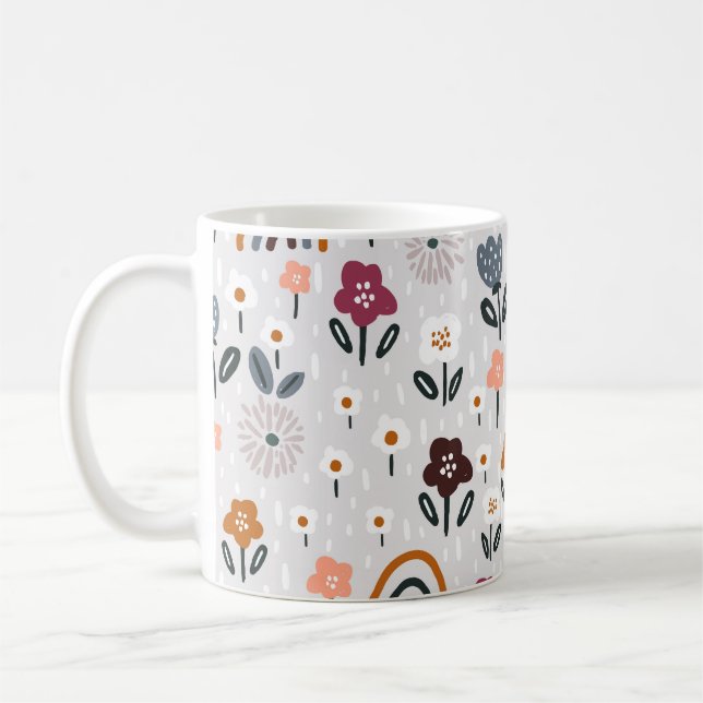 Mug Arcs-en-ciel floraux : Texture sans fil tirée à la (Gauche)