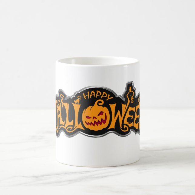 Mug Argent encadré Happy Halloween Ruby Eyed Citrouill (Centre)