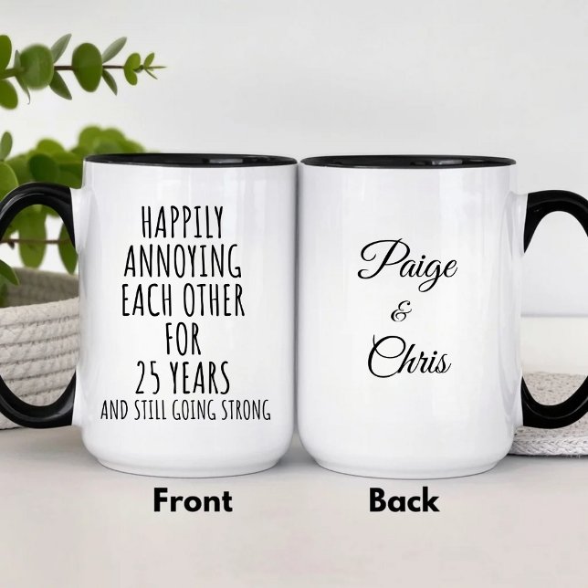 Mug Argent Fun Funny 25e Anniversaire pour les Cou (Créateur téléchargé)