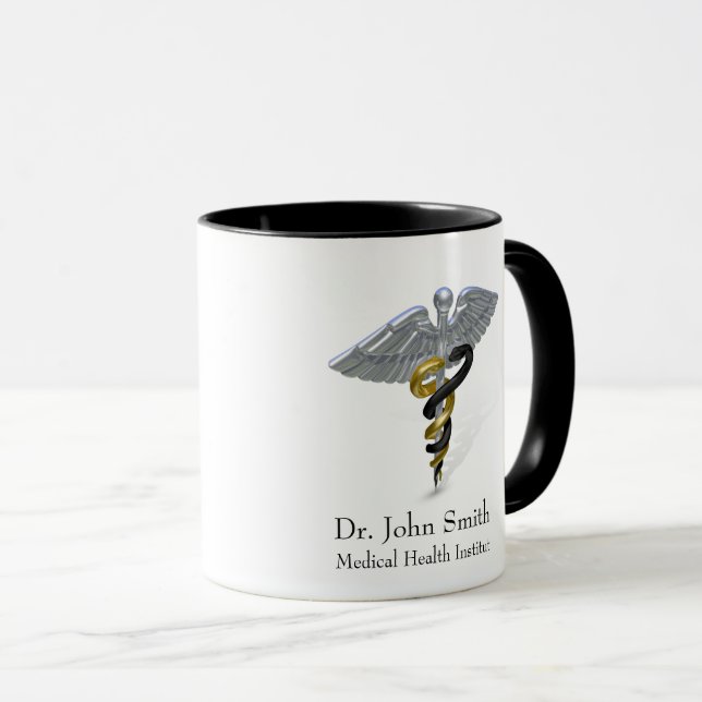 Mug Argent Médicale Caduceus Black Gold (Devant droit)