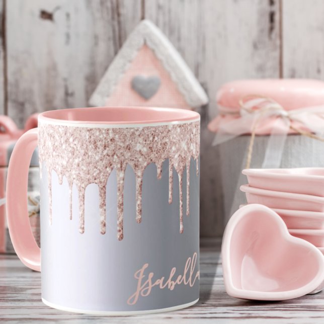 Mug Argent rose or goutte nom de fille (Créateur téléchargé)