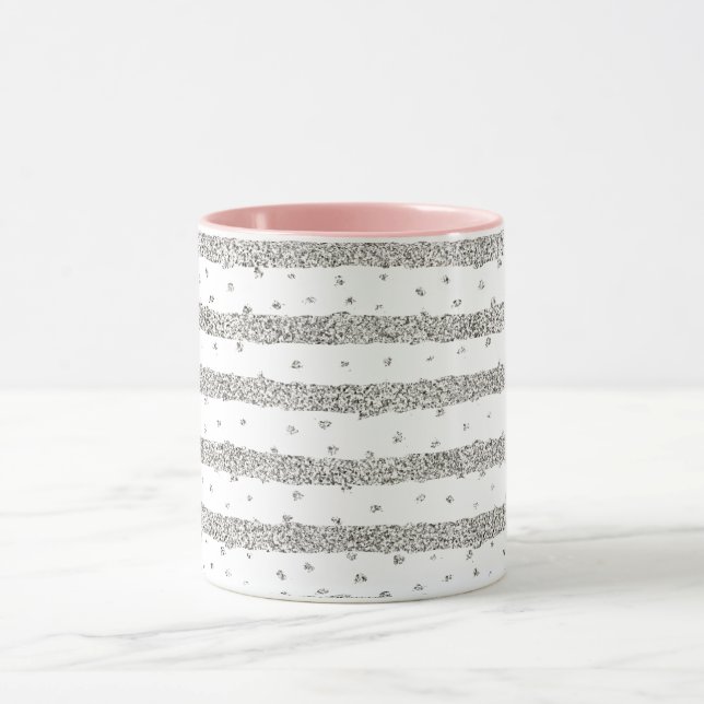Mug Argent Sparkly Confetti Stripes (Centre)
