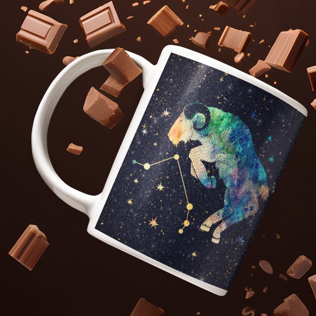 Mug Aries Constellation Zodiac Aquarelle Étoiles Galax (Créateur téléchargé)