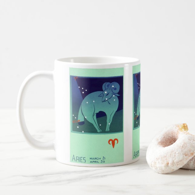 Mug Aries Ram Constellation, Astrologie Zodiaque Vinta (Avec donut)