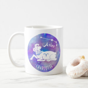 Mug Aries Ram Constellation Étoiles Nom personnalisé A