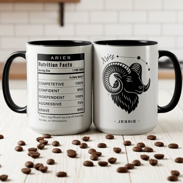 Mug Aries Zodiac Sign Astrology Nutrition Facts (Aries Zodiac Sign Astrology Nutrition Facts Mug)